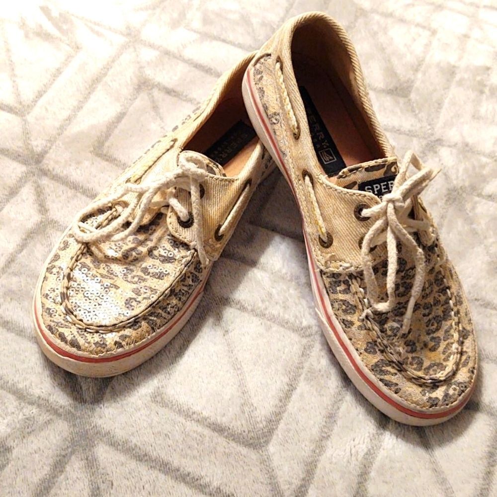 Sperry loafers, leopard print canvas‎